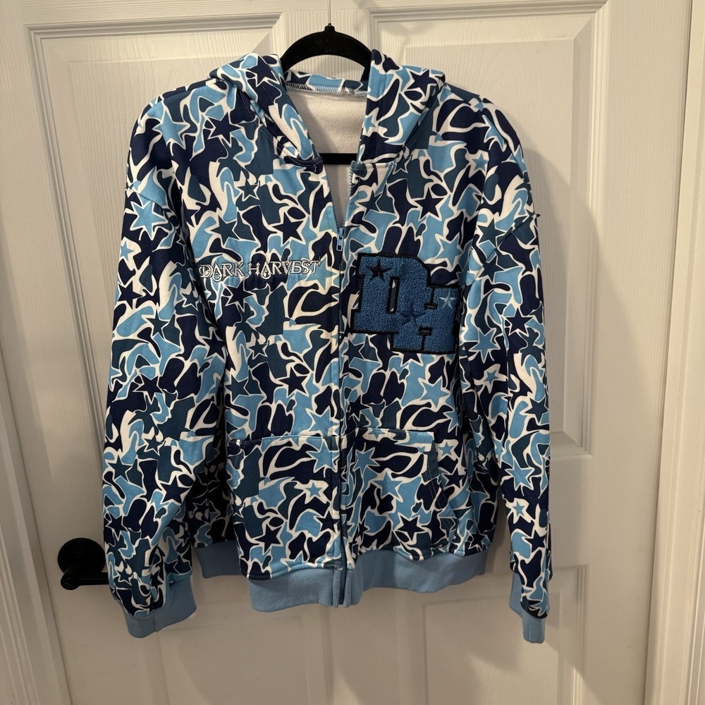 Dark Harvest Men's Camouflaged Full-Zip‎ Horned Hoodie Size XL D5763 Vintage